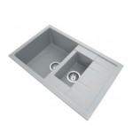 Carysil Concrete Grey 1 and 1/4 Bowl Drainer Granite Kitchen Sink Top/Flush/Under Mount 780 x 500 x 205mm Carysil Concrete Grey 1 and 1/4 Bowl Drainer Granite Kitchen Sink Top/Flush/Under Mount 780 x 500 x 205mm